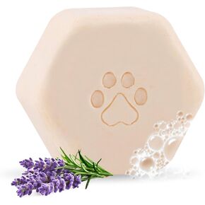 Natural Dog Shampoo Bar with Colloidal Oatmeal, Lavender, and Vanilla | Eco-Friendly, Long-Lasting Dog Bath | Sensitive Skin | Sulfate-Free, Nourishing Oils for Shiny Coat | Dog Essentials | Oliva 60