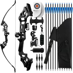 30/40LBS Recurve Bows Archery Set,Survival Longbow Right Hand with Used for Recurve Bow Target Practice Outdoor Hunting Archery Carbon Arrows and Armguard and Finger Tab.