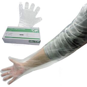 100Pcs Disposable Veterinary Gloves Artificial Insemination Glove Long Arm Examination Multification Non-Sterile Glove