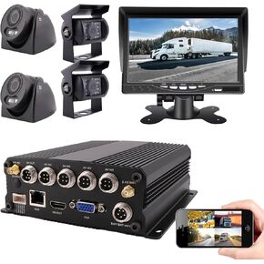 JOINLGO 4-CH GPS WiFi Ethernet 1080P Vehicle Bus CCTV DVR Video Recorder Kit Remote View on PC/Phone Waterproof Night Vision Rear Side View Car Camera for Truck RV Fleet Management
