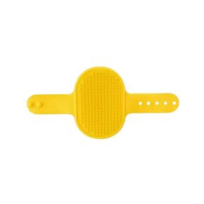 Silicone Pet Brush Pet Massage Bath - Flexible Rubber Dog Shower Brush with Adjustable Strap - Soothing Massage Bristles Produce more Lather, Reduce Bath Time, Remove More Dirt & Loose (Yellow)
