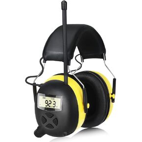 AM/FM Radio Headphones with Digital Display, 30dB AM FM Hearing Protection Safety Earmuffs, Ear Protection for Mowing