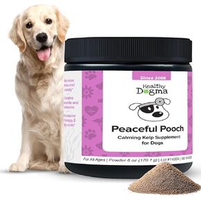 Healthy Dogma - Peaceful Pooch | Powder Calming Supplement for Dogs Dealing with Anxiety, Separation Stress, Noise, Thunder and Barking (6 Oz)