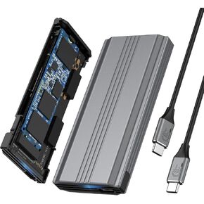 M.2 Enclosure – NVMe & SATA SSD Enclosure – Supports USB4, 20Gbps Dual Protocol M.2 to USB C 3.2 Gen 2 Adapter Tool-Free Installation NVMe Case, Support SSD for Sizes 2242 2260 2280mm
