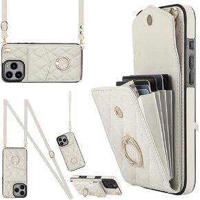 for iPhone 16 Pro Max/Apple 16 Pro Max Wallet Case with Card Holder, PU Leather with Crossbody Lanyard Wrist Strap Kickstand Cover for Women Case for iPhone 16 Pro Max.Lanyard Purple in Kuwait