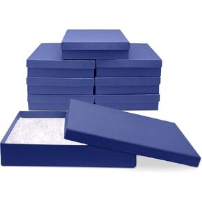 Novel Box® Made in USA Jewelry Gift Box in Light Blue Kraft with Removable Cotton Pad 7X5X1.25 (Pack of 8) + NB Cleaning Cloth