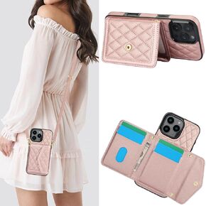 for Apple iPhone 16 Pro Max Crossbody Wallet Case for Women, PU Leather Card Slot Phone Case with Cash Pocket Kickstand Purse Lanyard Case Cover for iPhone 16 Pro Max.Pocket Black