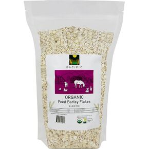 PACIFIC Organic Petfood Organic Feed Barley Flakes - Barley Flakes Organic | Rich with Fiber & Minerals | USDA and CCOF Certified | Packed in USA | 2Lbs