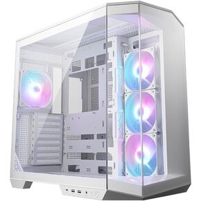 MSI MAG PANO 100R PZ White - Premium Mid-Tower Gaming PC Case - Tempered Glass Side Panel - ARGB 120mm Fans - Liquid Cooling Support up to 360mm Radiator - White Color Case