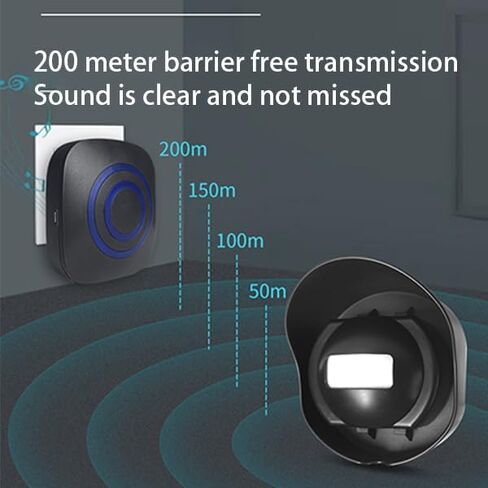 Door Chime Wireless Driveway Alarm Weatherproof Outdoor Motion Sensor Detector Security Alert-Outdoor/Home/Store Entrance Aler-328 Feet,LED Indicators,2 Receiver and 1 Sensors(Black) in Kuwait