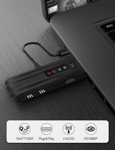 FHG Wireless HDMI Transmitter and Receiver 4K, Plug & Play Portable 2.4G/5G 165FT Wireless HDMI Extender Kit for Streaming Video and Audio to Monitor from Laptop/PC/TV Box/Projector in Saudi Arabia