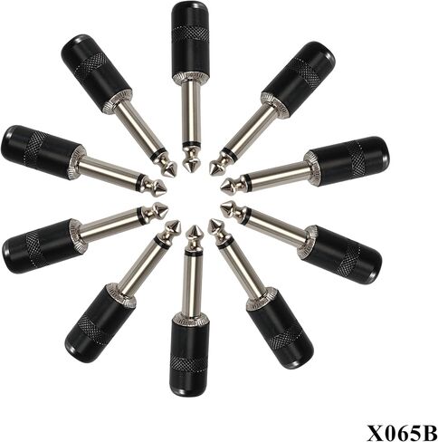 ALL4PRO Short Barrel 1/4 Inch 6.35mm Black Nickel Mono Stereo Male Audio Plug Connector Low Profile for Speaker Microphone Guitar Patch Cable - 10 Pack (X065B) in Saudi Arabia