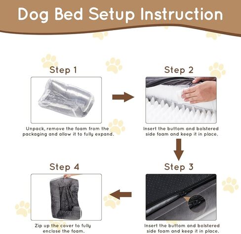 سرير للكلاب من FluffyDream مقاس 60.96 سم للكلاب الصغيرة، سرير للكلاب من الإسفنج الذكي، سرير على شكل أريكة للكلاب مصنوع من الإسفنج على شكل قفص بيض مع غطاء قابل للغسل وقابل للإزالة، رمادي in Kuwait