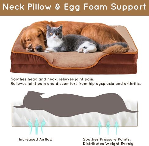 FluffyDream 24'' Orthopedic Dog Bed for Small Dog, Memory Foam Dog Bed, Egg-Crate Foam Dog Couch Bed with Washable Removable Cover, Grey in Saudi Arabia