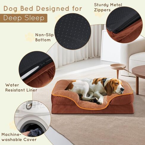 FluffyDream 24'' Orthopedic Dog Bed for Small Dog, Memory Foam Dog Bed, Egg-Crate Foam Dog Couch Bed with Washable Removable Cover, Grey in Saudi Arabia