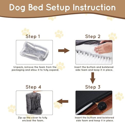 FluffyDream 24'' Orthopedic Dog Bed for Small Dog, Memory Foam Dog Bed, Egg-Crate Foam Dog Couch Bed with Washable Removable Cover, Grey in Saudi Arabia