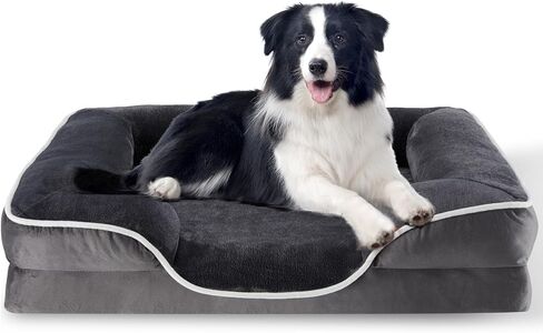 FluffyDream 24'' Orthopedic Dog Bed for Small Dog, Memory Foam Dog Bed, Egg-Crate Foam Dog Couch Bed with Washable Removable Cover, Grey in Saudi Arabia