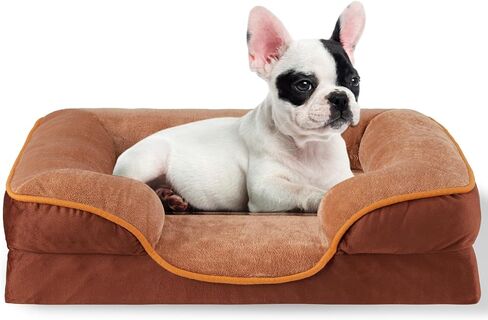 FluffyDream 24'' Orthopedic Dog Bed for Small Dog, Memory Foam Dog Bed, Egg-Crate Foam Dog Couch Bed with Washable Removable Cover, Grey in Saudi Arabia