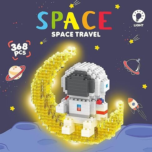 Uvini Building Blocks Astronaut Model with LED Light & Glass Globe, STEM Building Toy, Micro Blocks for Kids or Adult Gifts, Spaceman on The Moon Mini Blocks Set DIY Bricks Toys 368Pieces in Saudi Arabia