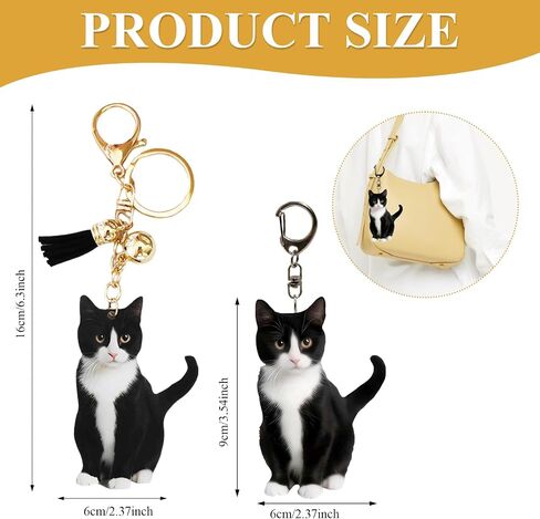 Niedlicher Smoking-Katzen-Schlüsselanhänger 2 PCS، Tier-Kätzchen-Schlüsselanhänger Taschenanhänger Zubehör for Rucksack Oder Autoschlüssel، لطيف Katze Schlüsselanhänger مثالي لـ Katzenliebhaber in Saudi Arabia