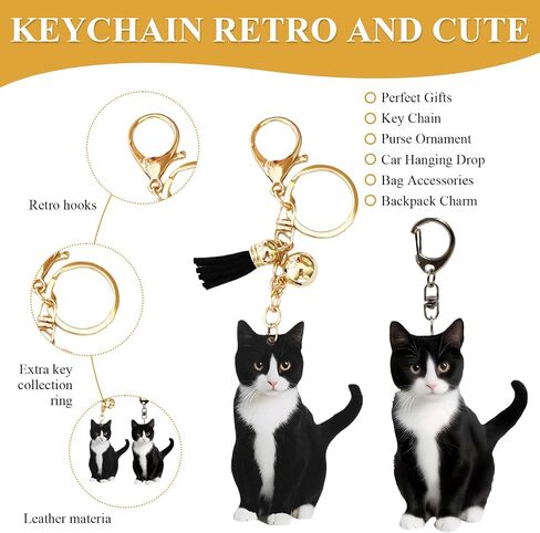 Niedlicher Smoking-Katzen-Schlüsselanhänger 2 PCS، Tier-Kätzchen-Schlüsselanhänger Taschenanhänger Zubehör for Rucksack Oder Autoschlüssel، لطيف Katze Schlüsselanhänger مثالي لـ Katzenliebhaber in Saudi Arabia