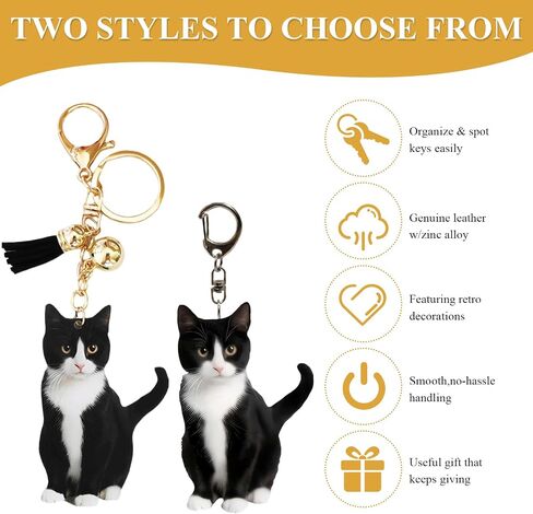 Niedlicher Smoking-Katzen-Schlüsselanhänger 2 PCS، Tier-Kätzchen-Schlüsselanhänger Taschenanhänger Zubehör for Rucksack Oder Autoschlüssel، لطيف Katze Schlüsselanhänger مثالي لـ Katzenliebhaber in Saudi Arabia