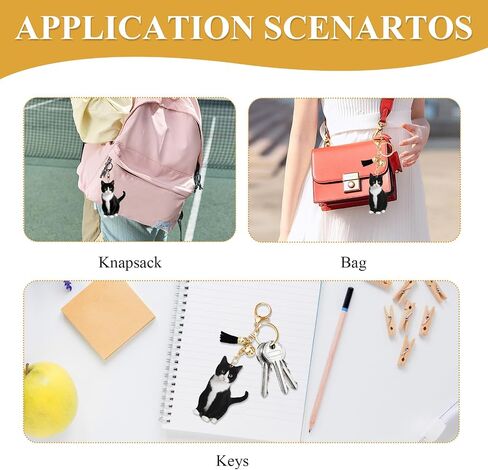 Niedlicher Smoking-Katzen-Schlüsselanhänger 2 PCS، Tier-Kätzchen-Schlüsselanhänger Taschenanhänger Zubehör for Rucksack Oder Autoschlüssel، لطيف Katze Schlüsselanhänger مثالي لـ Katzenliebhaber in Saudi Arabia