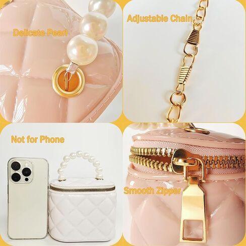 Girls Wallet, Mini Jelly Purse for Women, Shoulder Bags with Pearl Handle and Gold Chain-Crossbody Handbags-Box bag in Saudi Arabia