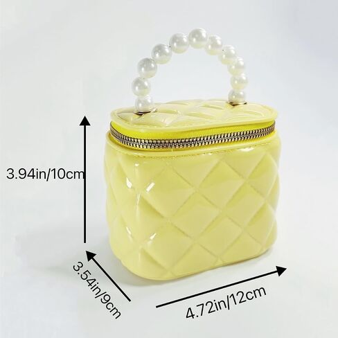 Girls Wallet, Mini Jelly Purse for Women, Shoulder Bags with Pearl Handle and Gold Chain-Crossbody Handbags-Box bag in Saudi Arabia