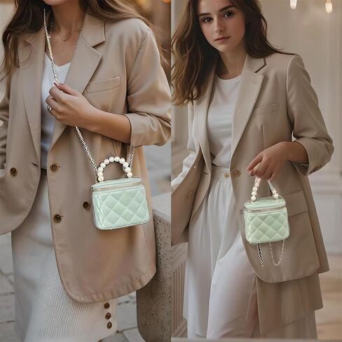 Girls Wallet, Mini Jelly Purse for Women, Shoulder Bags with Pearl Handle and Gold Chain-Crossbody Handbags-Box bag in Saudi Arabia