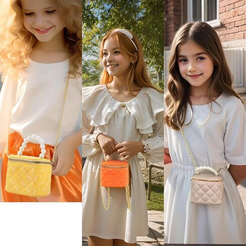 Girls Wallet, Mini Jelly Purse for Women, Shoulder Bags with Pearl Handle and Gold Chain-Crossbody Handbags-Box bag in Saudi Arabia
