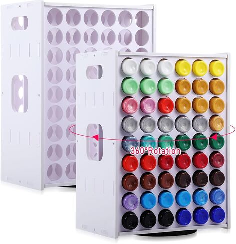 Hicarer 2 Pcs 72 Holes Craft Paint Storage Rack Spinning Paint Organizer Tower Vertical Paint Rack Stand Compatible with Apple Barrel Compatible with Folkart, 2oz Craft Paints Art Supplies in Kuwait