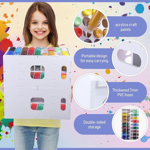 Hicarer 2 Pcs 72 Holes Craft Paint Storage Rack Spinning Paint Organizer Tower Vertical Paint Rack Stand Compatible with Apple Barrel Compatible with Folkart, 2oz Craft Paints Art Supplies in Kuwait