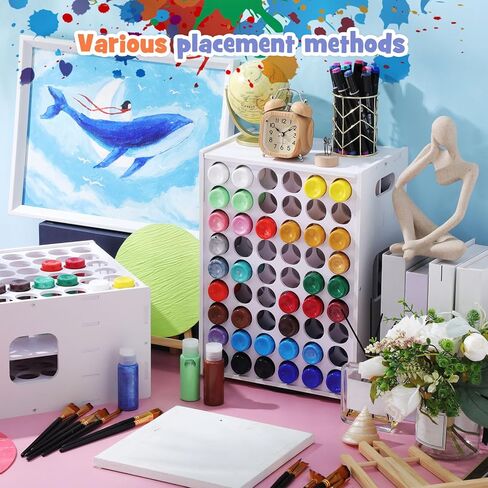Hicarer 2 Pcs 72 Holes Craft Paint Storage Rack Spinning Paint Organizer Tower Vertical Paint Rack Stand Compatible with Apple Barrel Compatible with Folkart, 2oz Craft Paints Art Supplies in Kuwait