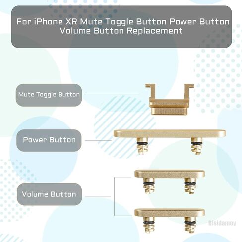 لهاتف iPhone XR، زر تبديل كتم الصوت، زر تبديل مع خطاف وإبزيم لهاتف iPhoneXR مجموعة كاملة من مفتاح الطاقة/الصوت/كتم الصوت مع طقم إصلاح A1984 A2105 A2106 A2108 (ذهبي) in Saudi Arabia