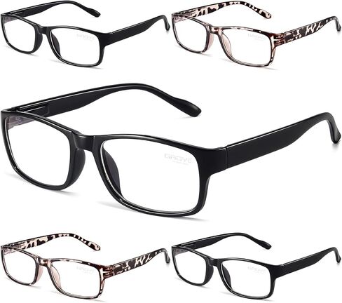 Gaoye 5-Pack Reading Glasses Blue Light Blocking,Spring Hinge Readers for Women Men Anti Glare Filter Lightweight Eyeglasses (I1 turtle mix, 4x) in Saudi Arabia