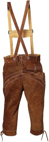 McWilliams Men's Authentic Bavarian Lederhosen Brown - Oktoberfest Leather Trousers, Shoes, Socks, and Shirt | Outfit (German 52 / US 36, Brown) in Saudi Arabia