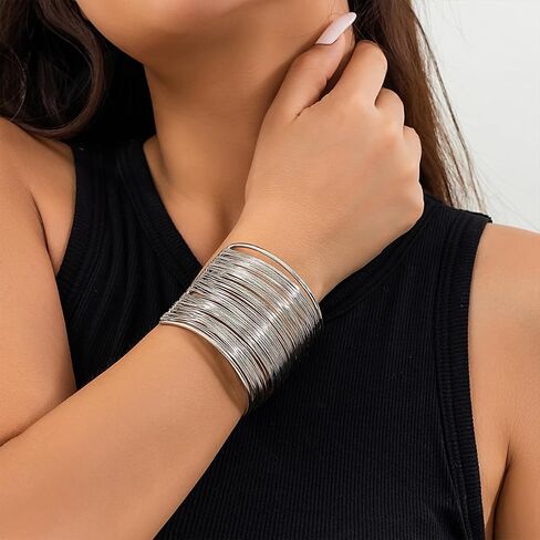 3PCS Gold Chunky Cuff Bracelets for Women Irregular Minimalist Statement Bangle Bracelets Set Open Wide Bangle Arm Cuff Upper Arm Punk Jewelry in Kuwait