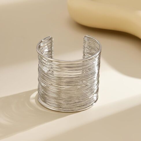 3PCS Gold Chunky Cuff Bracelets for Women Irregular Minimalist Statement Bangle Bracelets Set Open Wide Bangle Arm Cuff Upper Arm Punk Jewelry in Kuwait
