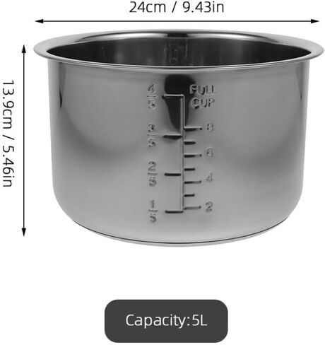 ABOOFAN Rice Cooker Liners, 5L Stainless Steel Inner Cooking Pots Rice Cooker Insert Replace Liner Pot Replacement Rice Container for Electric Cooker Accessories in Kuwait