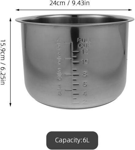ABOOFAN Rice Cooker Liners, 5L Stainless Steel Inner Cooking Pots Rice Cooker Insert Replace Liner Pot Replacement Rice Container for Electric Cooker Accessories in Kuwait