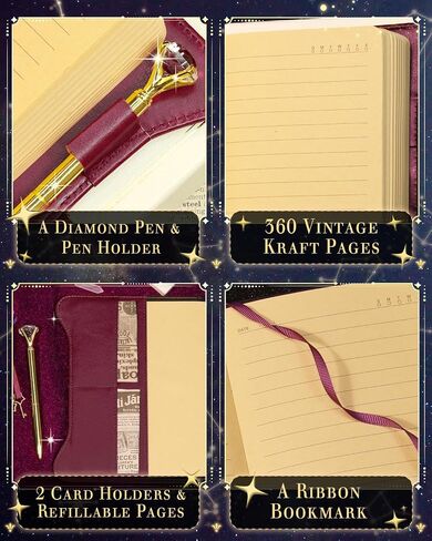 Diary with Lock and Keys for Girls and Women, Lock Diary for Gift Ideas with Gift Box and Pen and Bookmark, Journal for Women with 360 Kraft Pages, B6 Refillable Notebook with Lock for Writing (Deep Royal Purple) in Kuwait