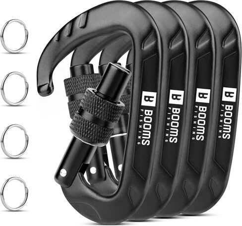 Booms الصيد قفل حلقة تسلق كليب: 3.1 "الثقيلة حلقة تسلق سوداء كليب 12kN/2697lbs حلقة تسلق كبيرة من الألومنيوم للتخييم المشي لمسافات طويلة صالة الألعاب الرياضية أرجوحة مفتاح حقيبة الظهر الكلب المقود Carbineers المفاتيح هوك CC11 in Kuwait