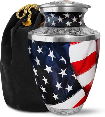 Heart Shaped Keepsake Cremation Urns for Human Ashes - American Flag Small Keepsake Urn for Men Women Children Pets - Burial Urns in Saudi Arabia
