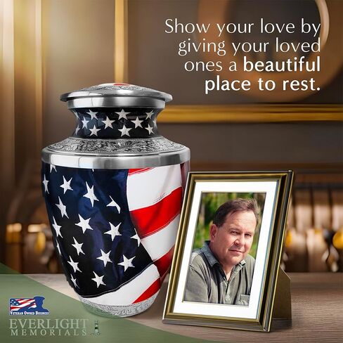 Heart Shaped Keepsake Cremation Urns for Human Ashes - American Flag Small Keepsake Urn for Men Women Children Pets - Burial Urns in Saudi Arabia