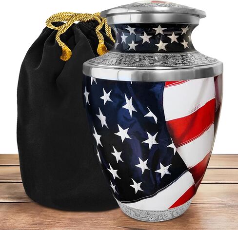 Heart Shaped Keepsake Cremation Urns for Human Ashes - American Flag Small Keepsake Urn for Men Women Children Pets - Burial Urns in Saudi Arabia