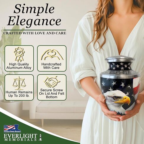 Heart Shaped Keepsake Cremation Urns for Human Ashes - American Flag Small Keepsake Urn for Men Women Children Pets - Burial Urns in Saudi Arabia