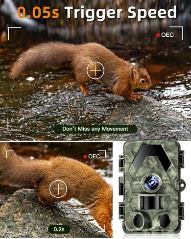 Trail Camera, 5K 60MP Game Camera with No Glow Night Vision, 150°Wide-Angle, 0.05s Trigger Speed Motion Activated IP66 Waterproof for Wildlife Scouting, Home Security in Saudi Arabia