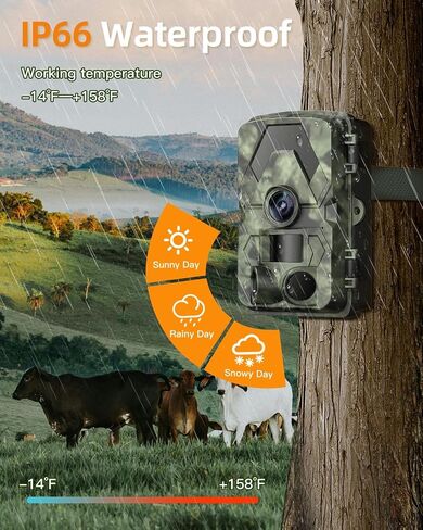 Trail Camera, 5K 60MP Game Camera with No Glow Night Vision, 150°Wide-Angle, 0.05s Trigger Speed Motion Activated IP66 Waterproof for Wildlife Scouting, Home Security in Saudi Arabia