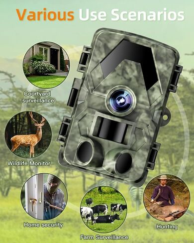 Trail Camera, 5K 60MP Game Camera with No Glow Night Vision, 150°Wide-Angle, 0.05s Trigger Speed Motion Activated IP66 Waterproof for Wildlife Scouting, Home Security in Saudi Arabia